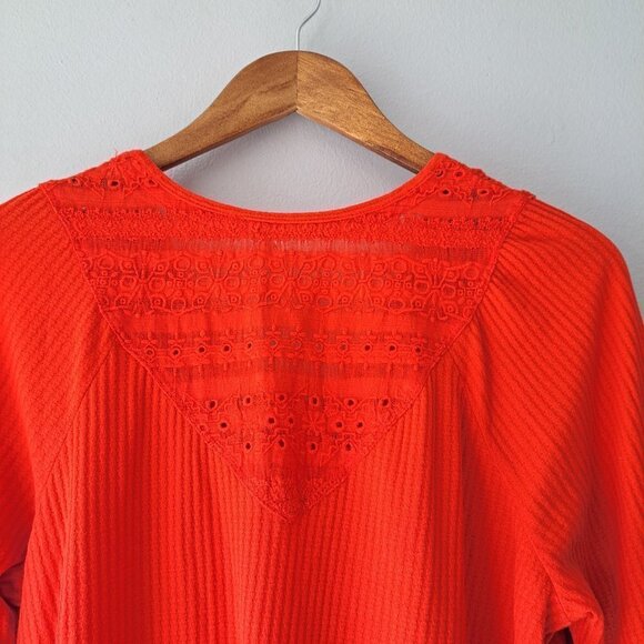 Free People Orange Bell Sleeve Blouse - Picture 9 of 13